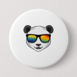 Badge Rond 7,6 Cm Panda avec lunettes de soleil
