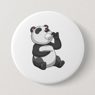 Badge Rond 7,6 Cm Panda avec Tea Cup