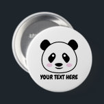 Badge Rond 7,6 Cm Panda bear cartoon buttons with custom text<br><div class="desc">Panda bear cartoon buttons with custom text. Personalized pin back buttons for kids and adults. Custom buttons with cute animal design. Add your own name or funny quote. Fun for Birthday Party and more.</div>