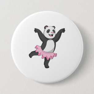 Badge Rond 7,6 Cm Panda comme Ballerina au Ballet