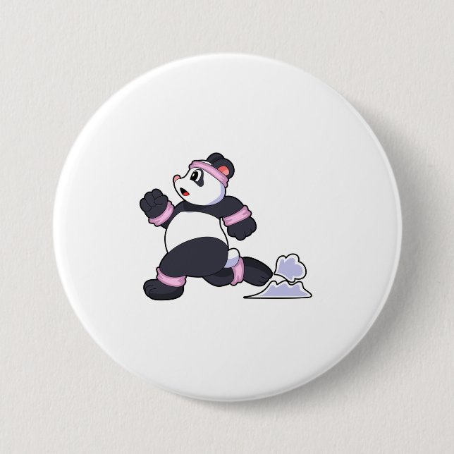Badge Rond 7,6 Cm Panda comme coureur à la course (Devant)