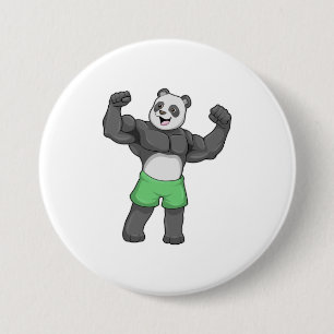 Badge Rond 7,6 Cm Panda en Bodybuilder au Bodybuilding