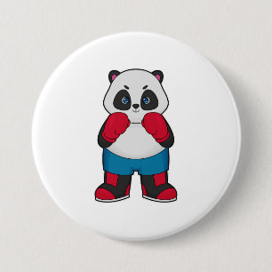 Badge Rond 7,6 Cm Panda en boîte avec gants de boxe