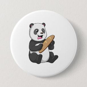 Badge Rond 7,6 Cm Panda en boulanger avec du pain