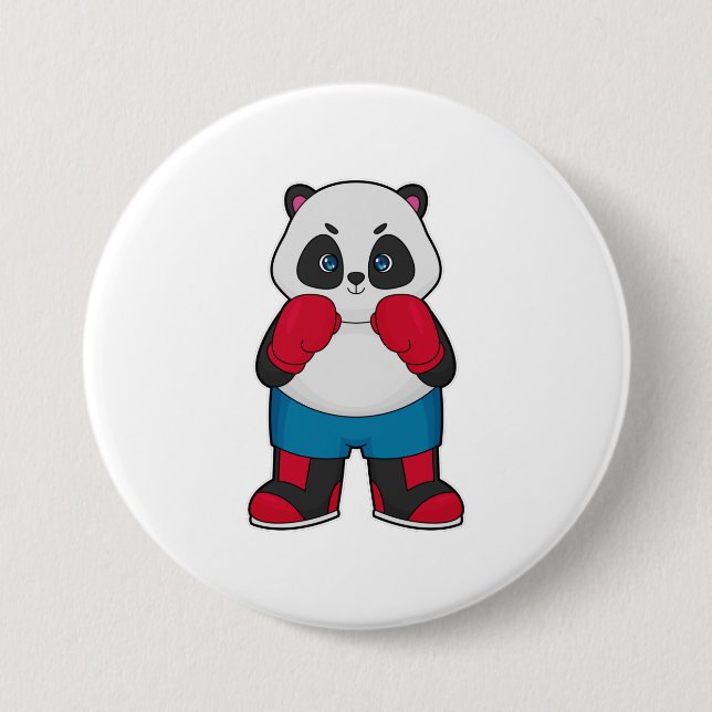 Badge Rond 7,6 Cm Panda en boxeur avec gants de boxe (Devant)
