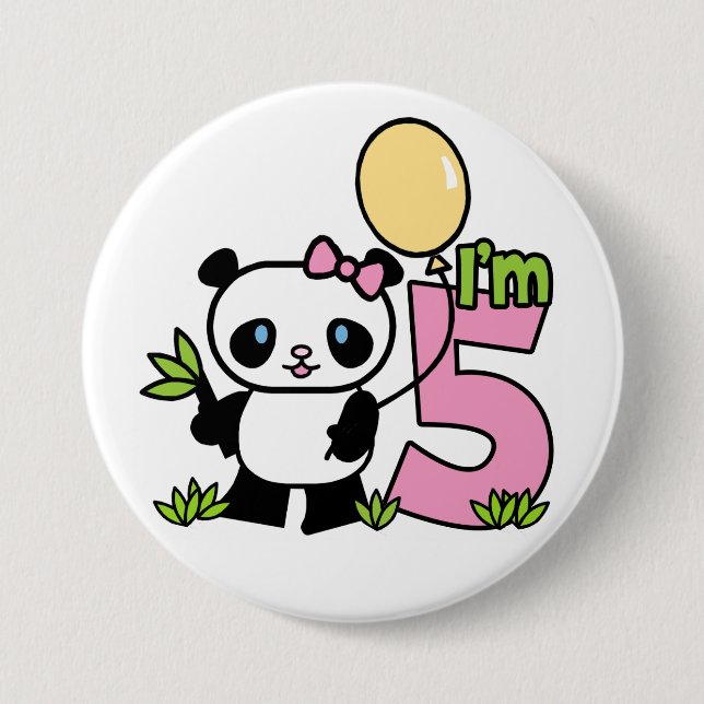 Badge Rond 7,6 Cm Panda Girl 6e anniversaire (Devant)
