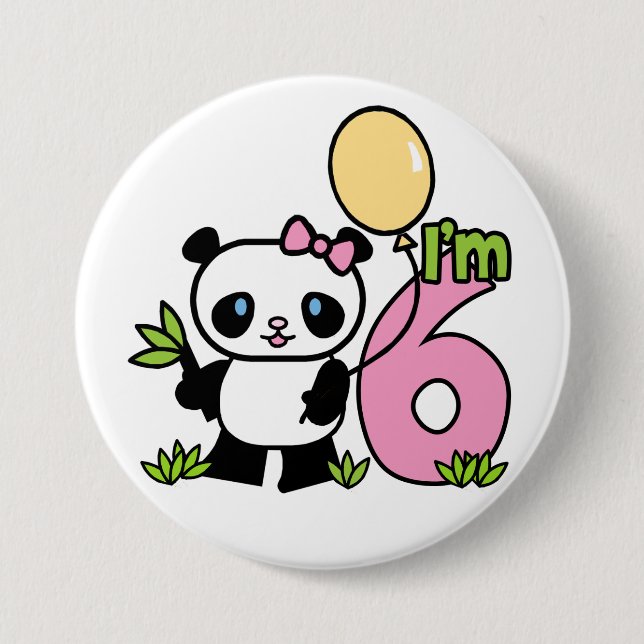Badge Rond 7,6 Cm Panda Girl 6e anniversaire (Devant)