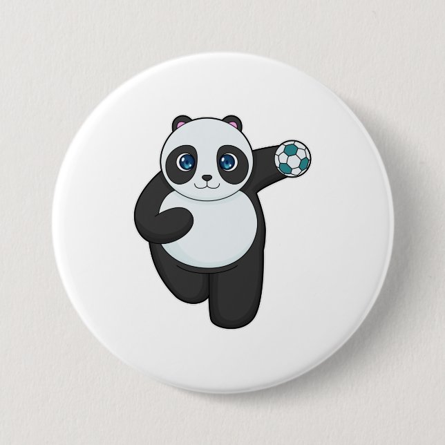 Badge Rond 7,6 Cm Panda Handball player Handball (Devant)