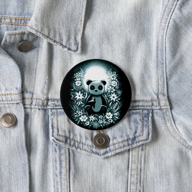 Badge Rond 7,6 Cm Panda Moon (En situation)