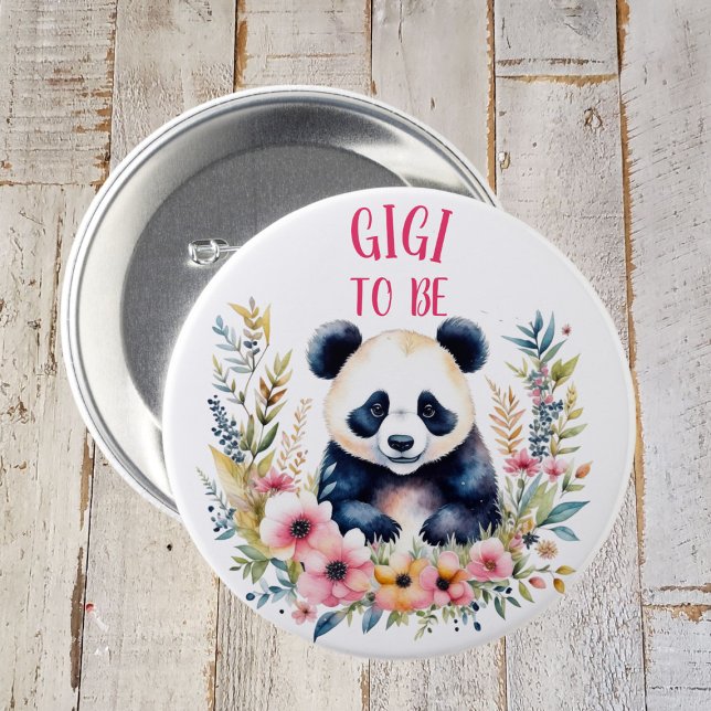 Badge Rond 7,6 Cm Panda Ours en Fleurs Baby shower Gigi à être (Créateur téléchargé)