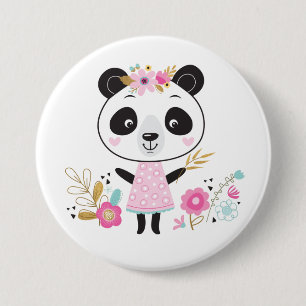 Badge Rond 7,6 Cm Panda rose mignonne fille