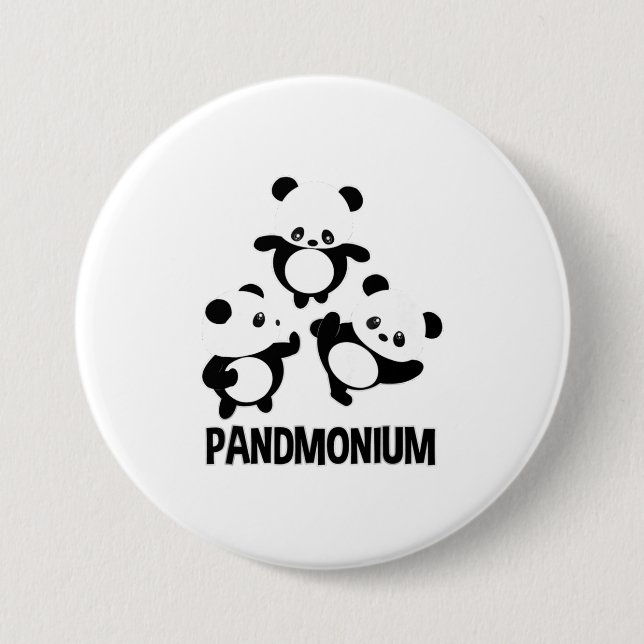 Badge Rond 7,6 Cm Pandamonium TShirt Funny Panda Bear Pun Tee (Devant)
