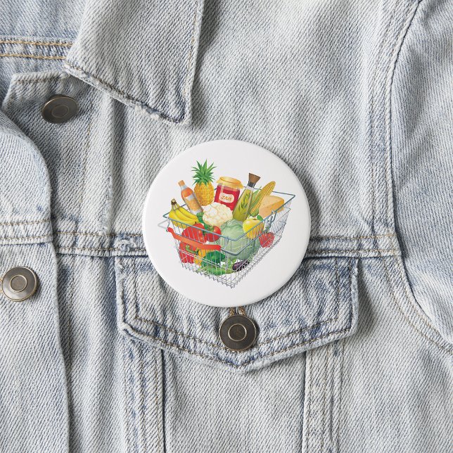 Badge Rond 7,6 Cm Panier d'achat supermarché (Créateur téléchargé)