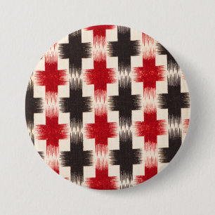 Badge Rond 7,6 Cm Panier Motif de tissage rouge et noir art Abstrait