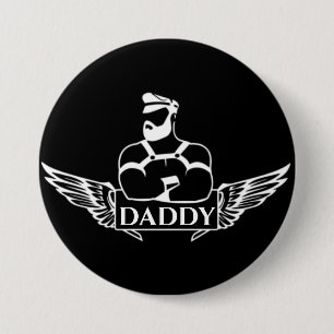 Badge Rond 7,6 Cm Papa (Biker/Cuir)