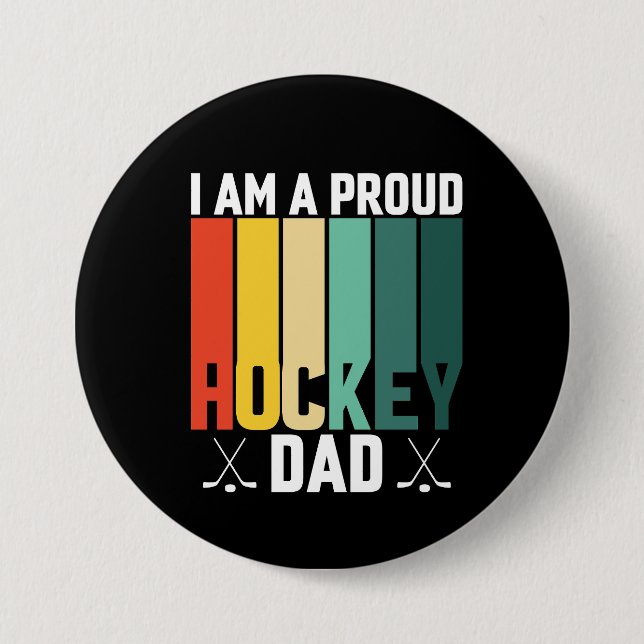 Badge Rond 7,6 Cm Papa de hockey fier (Devant)