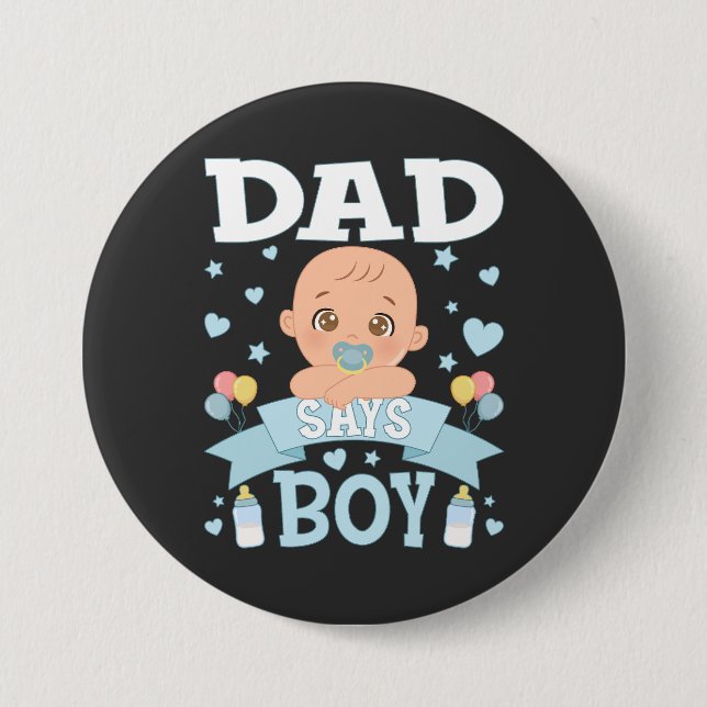 Badge Rond 7,6 Cm Papa dit Grossesse Garçon rose ou bleu rond (Devant)