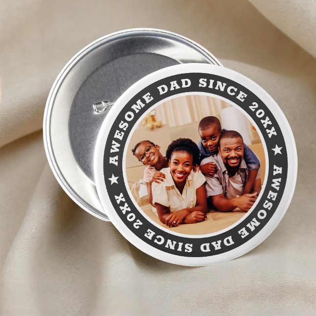 Badge Rond 7,6 Cm Papa génial depuis 20XX Photo simple moderne (Créateur téléchargé)