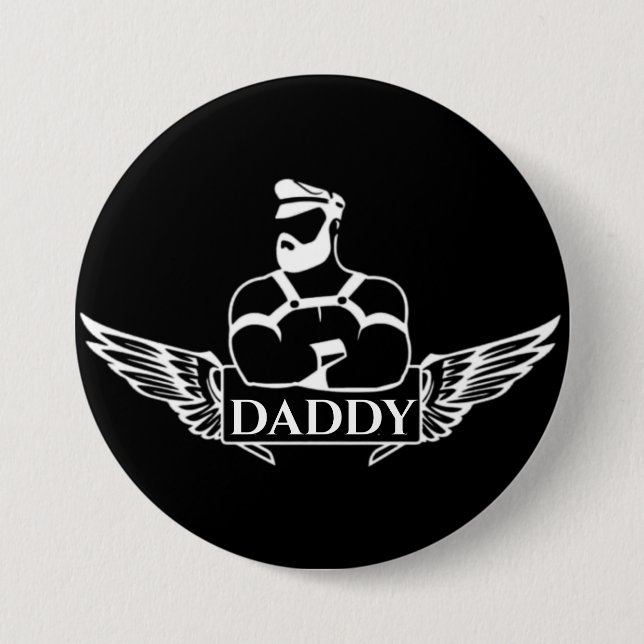 Badge Rond 7,6 Cm Papa (Motard/Cuir)  (Devant)