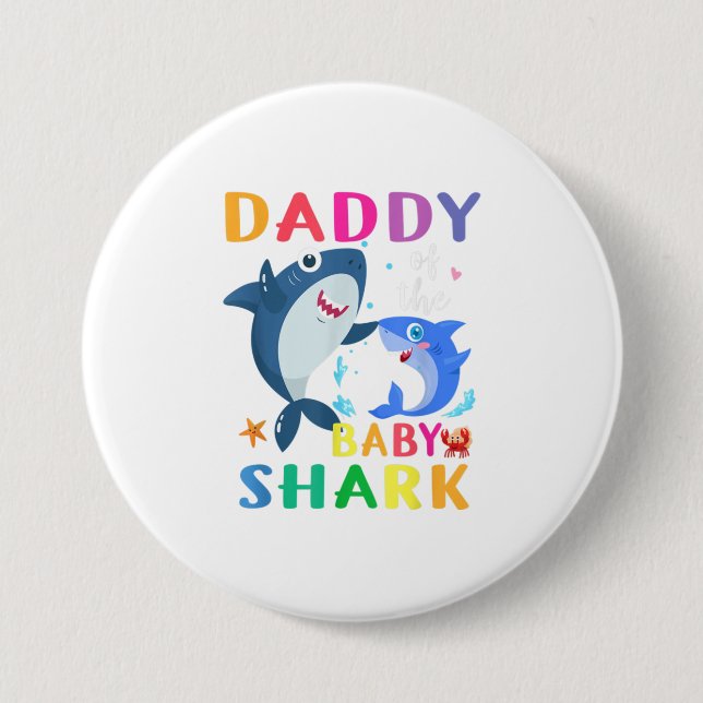 Badge Rond 7,6 Cm Papa Of The Baby Shark cadeau Anniversaire Daddy S (Devant)