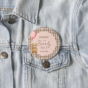 Badge Rond 7,6 Cm Papa peut attendre jeune fille Baby shower famille