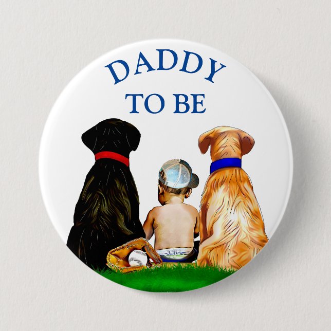 Badge Rond 7,6 Cm Papa sera le Baby shower du garçon de baseball (Devant)