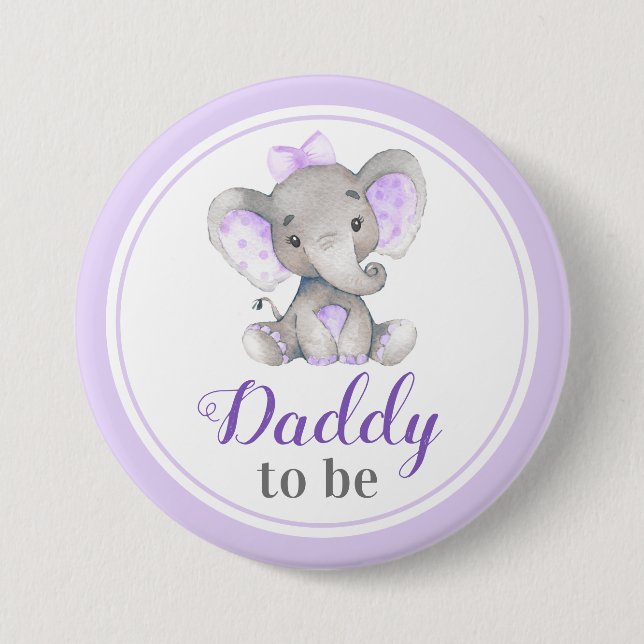 Badge Rond 7,6 Cm Papa sera nouveau Père Papa Baby shower Elephant (Devant)