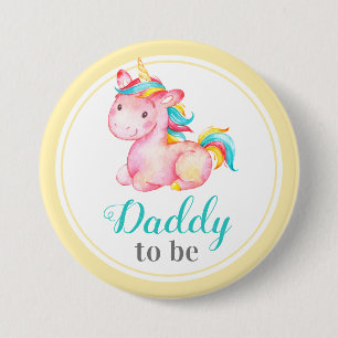 Badge Rond 7,6 Cm Papa sera nouveau Père Papa Baby shower Unicorne