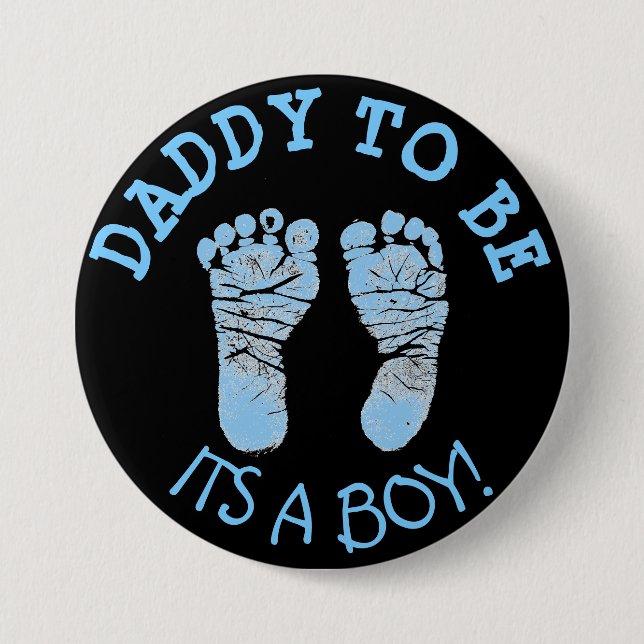 Badge Rond 7,6 Cm Papa to Be Baby shower Button Noir et Bleu (Devant)