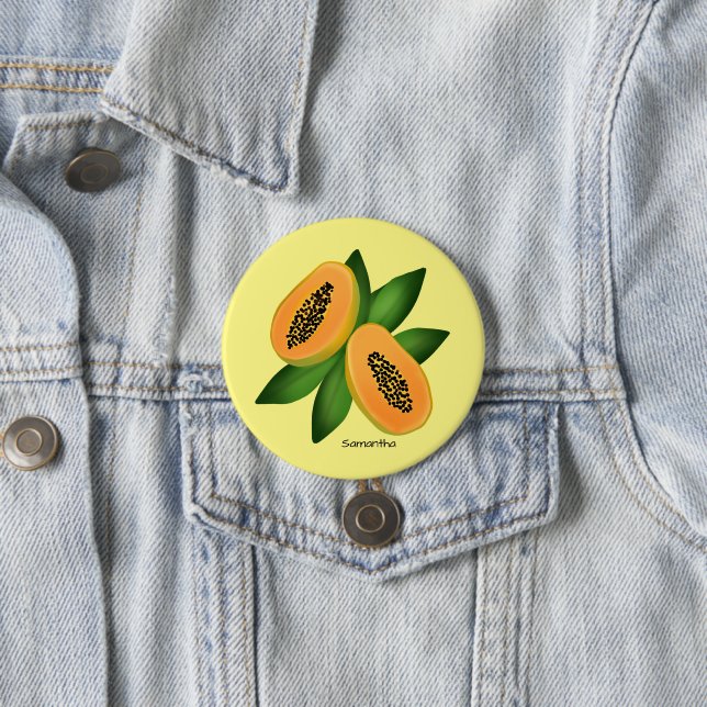 Badge Rond 7,6 Cm Papaya Fruit (En situation)
