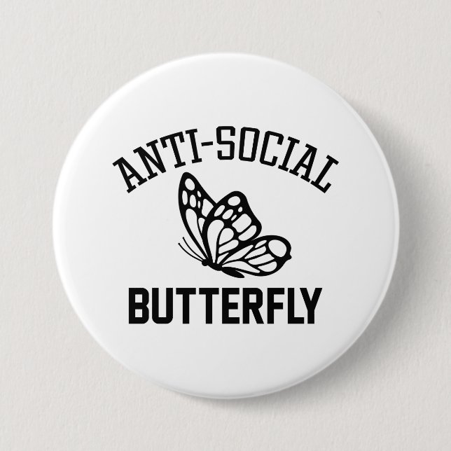 Badge Rond 7,6 Cm Papillon anti-social (Devant)