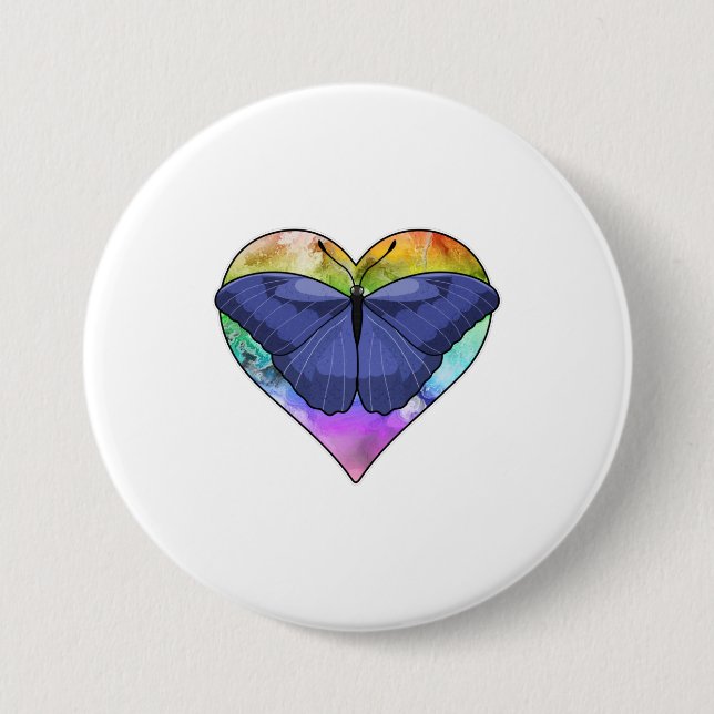 Badge Rond 7,6 Cm Papillon au coeur (Devant)