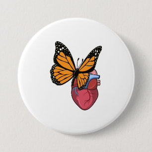Badge Rond 7,6 Cm Papillon au coeur