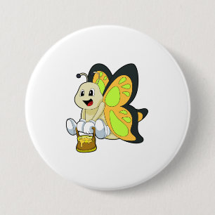 Badge Rond 7,6 Cm Papillon au miel
