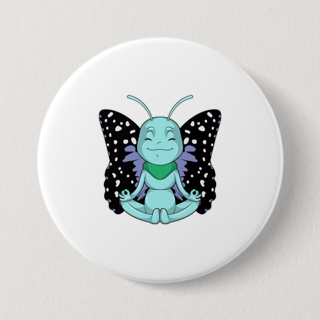 Badge Rond 7,6 Cm Papillon au Yoga Stretching Legs (Devant)