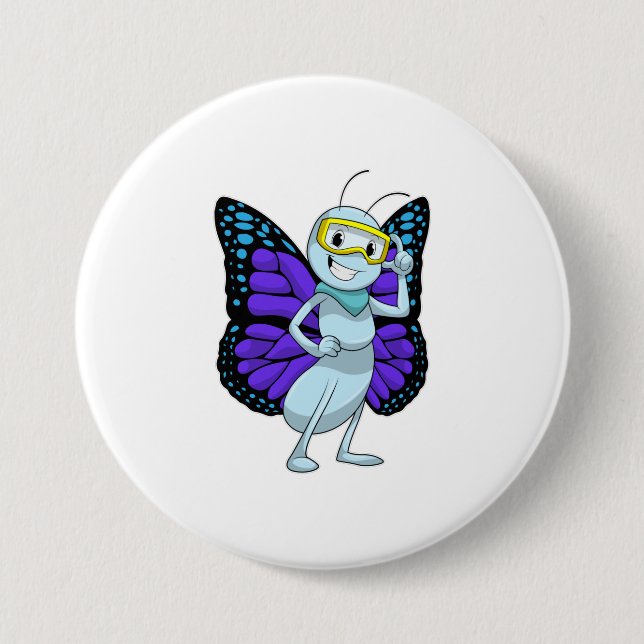Badge Rond 7,6 Cm Papillon aux lunettes (Devant)