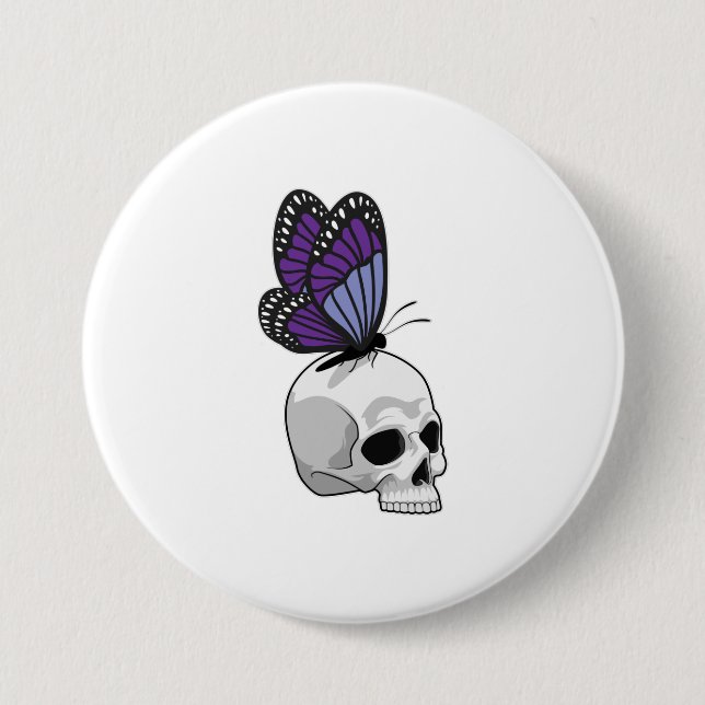 Badge Rond 7,6 Cm Papillon avec crâne (Devant)