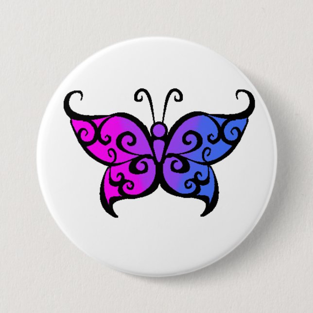 Badge Rond 7,6 Cm Papillon bisexuel de gradient (Devant)