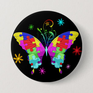 Badge Rond 7,6 Cm Papillon d'autisme