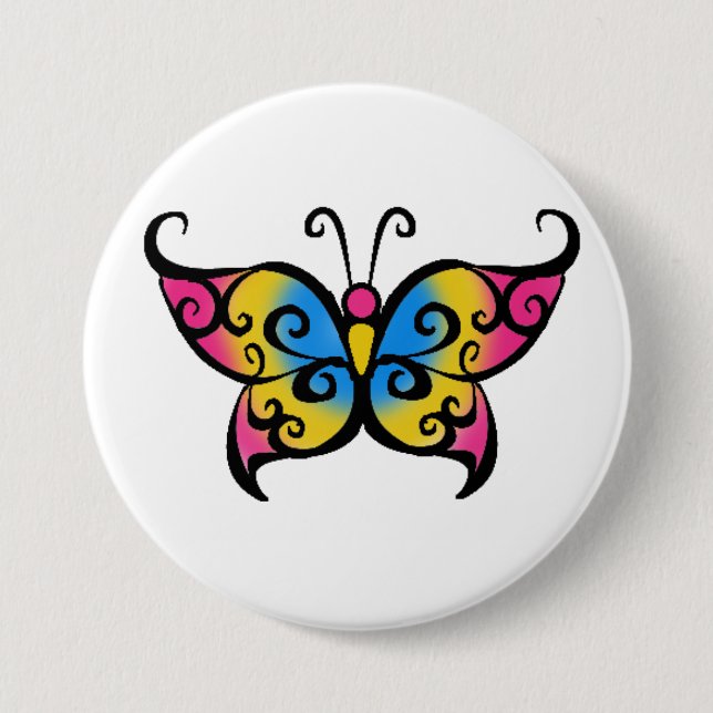 Badge Rond 7,6 Cm Papillon Pansexual (Devant)