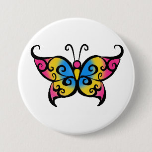 Badge Rond 7,6 Cm Papillon Pansexual