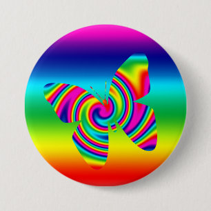 Badge Rond 7,6 Cm Papillon Rainbow Twirl