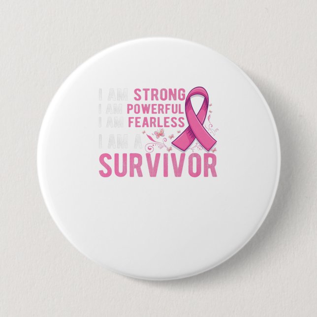 Badge Rond 7,6 Cm Papillon rose mou pour soutenir le cancer du sein (Devant)