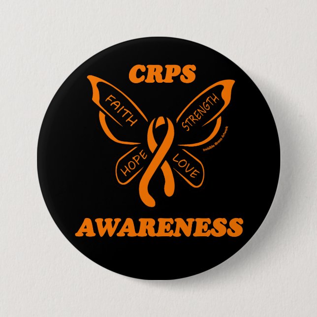 Badge Rond 7,6 Cm Papillon/Sensibilisation...CRPS (Devant)