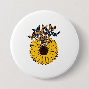 Badge Rond 7,6 Cm Papillons au tournesol