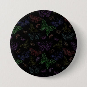 Badge Rond 7,6 Cm Papillons noir et arc-en-ciel volants