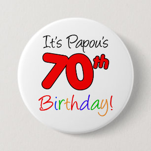 Badge Rond 7,6 Cm Papou's 70th Birthday Party Grec Grand-pa Button