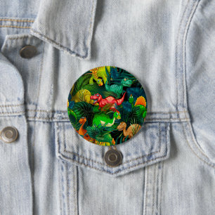 Badge Rond 7,6 Cm Parc Dinosaur