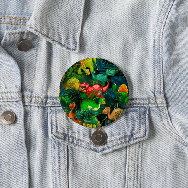 Badge Rond 7,6 Cm Parc Dinosaur (En situation)