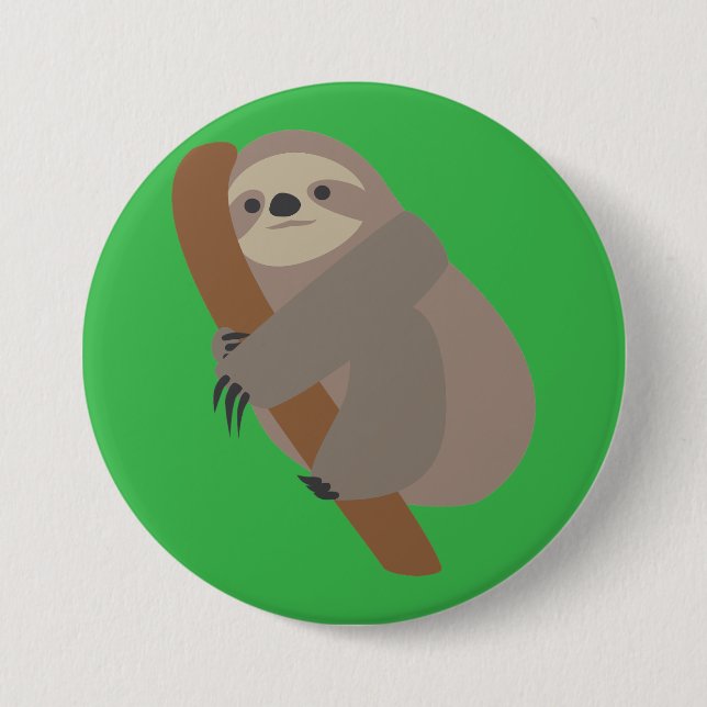 Badge Rond 7,6 Cm Paresseux (Devant)
